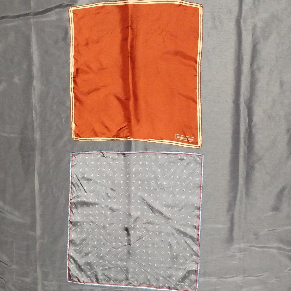 ❤️2 CHRISTIAN DIOR Pocket Square Bandana Luxurious Silk Scarf - Picture 2 of 8